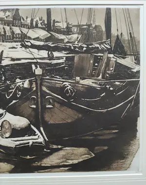 Willem Witsen - Turfschepen in de Oude Schans kopen? Bied vanaf 975!