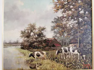 Willem de Kok - Drinkende koeien in landschap kopen? Bied vanaf 179!