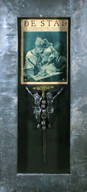 Jan Bollaert - Gemengde techniek op board, Jezus II - Ingelijst verkocht voor € 50!