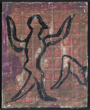 Igor Issacovitch - Lot van vijf werken (acryl/collage met postzegels) op doek, Extermination kopen? Bied vanaf 1!