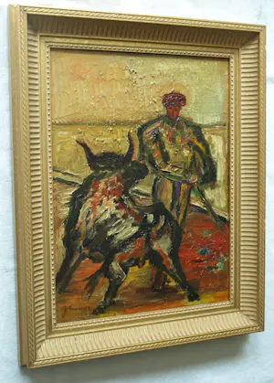 Joaquím Sunyer Miro - Olieverf op doek , De stier – Ingelijst kopen? Bied vanaf 1!