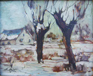 Edmond von Sijben de Maroije - Winterlandschap met knotwilgen. kaufen? Bieten Sie von 60!