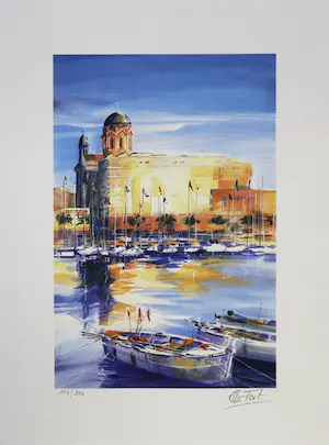 Gunter Gritzner - e.a: vijf handgesigneerde lithografieën: Portrait Leary T. (1973), Zeegezichten kopen? Bied vanaf 29!