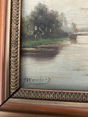Jan Wouters - Landschap met boerderij aan het water en brug kopen? Bied vanaf 60!