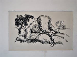 Niet of onleesbaar gesigneerd - Interessante erotische Inkt tekening - niet gesigneerd - in passe partout kopen? Bied vanaf 1!