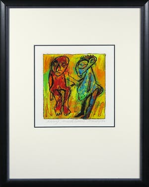 Henk Vierveijzer - Gemengde techniek op papier, Horny mushrooms - Ingelijst kopen? Bied vanaf 1!