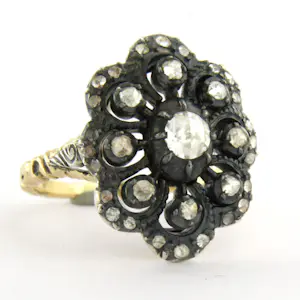 14k goud met zilver ring bezet met roos diamanten tot. 0.50ct – G/H - SI kopen? Bied vanaf 710!