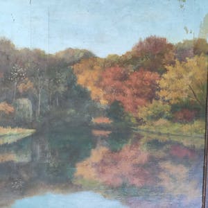 Johannes Maria Berends - groot doek: Bosgezicht met Vijver, Herfstkleuren kopen? Bied vanaf 1!