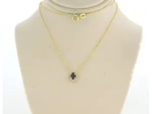 14k gouden collier en hanger met saffier en briljant geslepen diamant kaufen? Bieten Sie von 240!