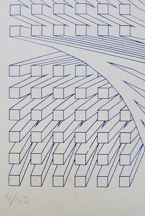Jan van den Abbeel - Geometrisch abstract, zeefdruk kopen? Bied vanaf 50!