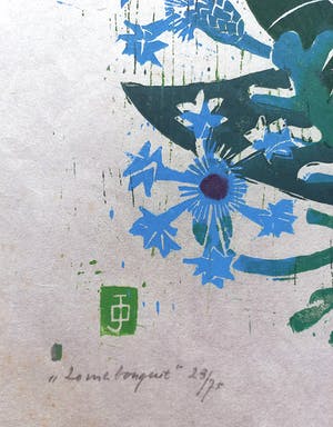 Jeanne Bieruma Oosting - Zomerbouquet, linosnede op rijstpapier kopen? Bied vanaf 75!