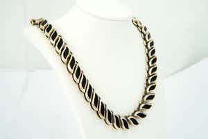 1288 -  Taxco Tilo Mexico - 1e geh. Zilveren halssierraad -met onyx stenen verkocht voor € 49!