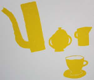 Klaas Gubbels - Zeefdruk: kan met kopjes - 2005 verkocht voor € 275!