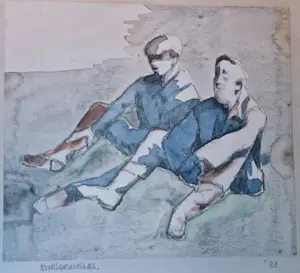 AcheterKarla Buchel - Aquarel titel: Schaftende arbeiders.? Enchérissez de 25!