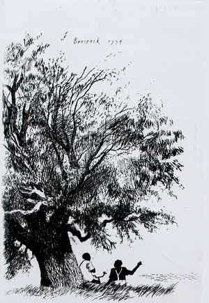 Herman Berserik - Ets: 'Gesprek' - 1994 verkocht voor € 85!