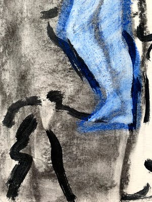 Peter van den Akker - Acrylverf op papier | 'Passages - Lonely step' | 1992 kopen? Bied vanaf 50!