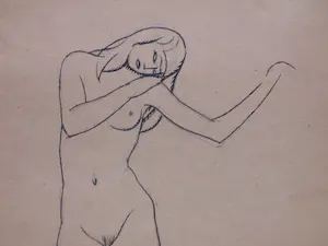 Herman Bieling - Staand vrouwelijk naakt - Inkttekening kopen? Bied vanaf 50!