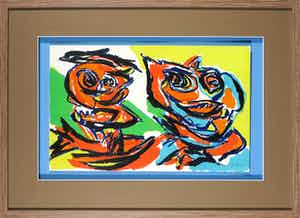 Karel Appel - Gesigneerde litho uit de uitgave Ariel 4 - Ingelijst verkocht voor € 1!