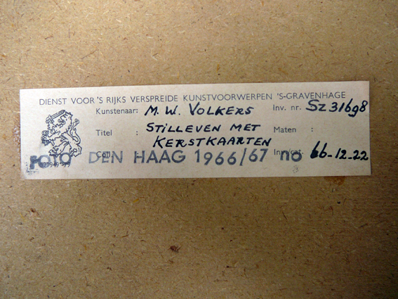 Meinert Volkers - Stilleven met kerstkaarten 1966 kopen? Bied vanaf 20!