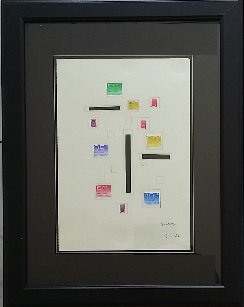 Siep van den Berg - Zeer zeldzame collage op papier verkocht voor € 155!