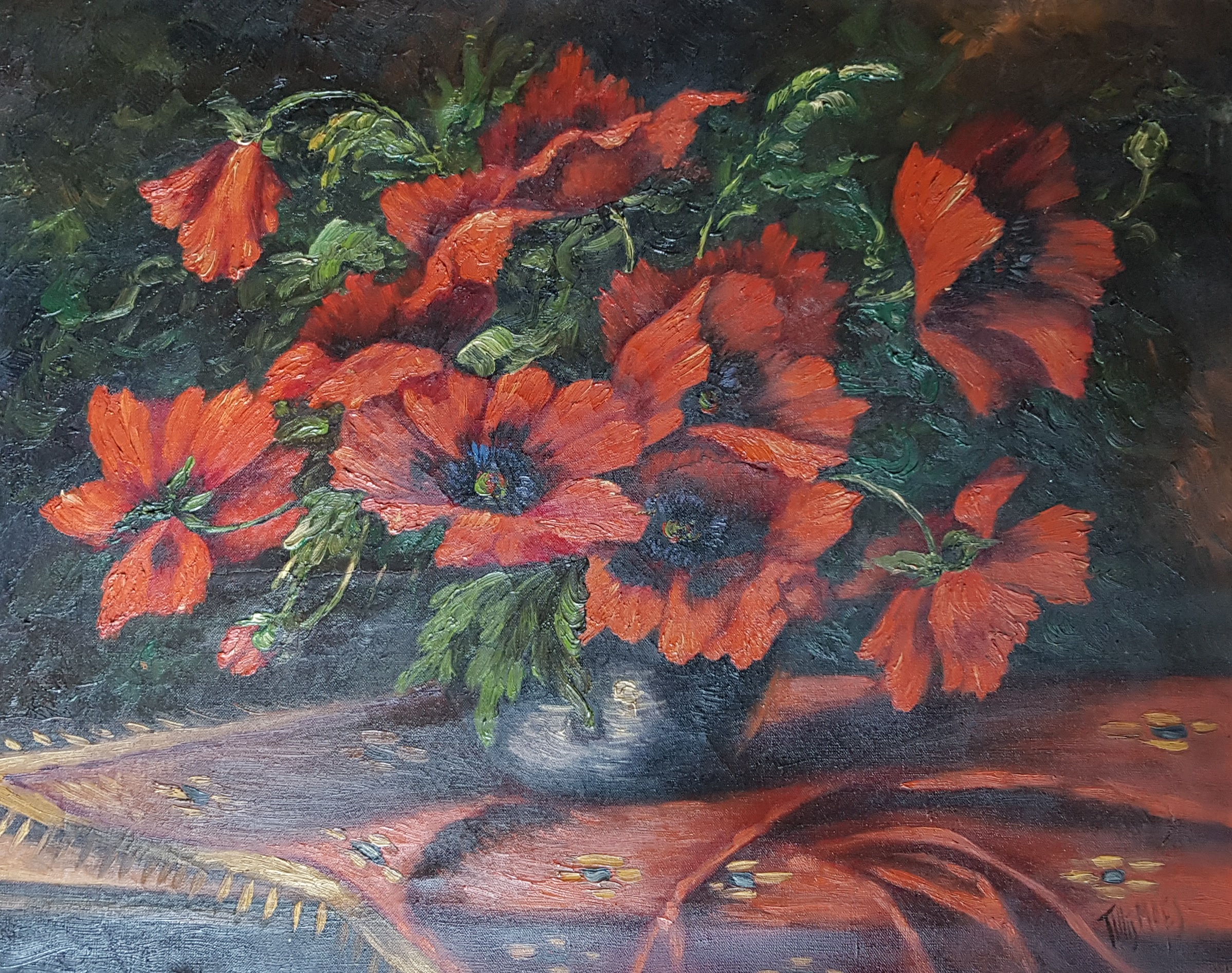 Tilly Moes - olie op doek - bloemstilleven, gesingeerd kopen? Bied vanaf 1!