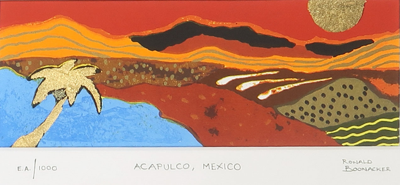 Ronald Boonacker - 6 kleine zeefdrukken in passe-partout kopen? Bied vanaf 50!