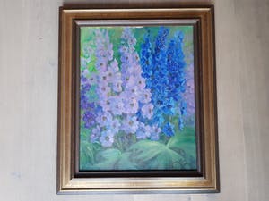 Jaap de Ruig - olie op doek, Delphinium, gesigneerd kopen? Bied vanaf 1!