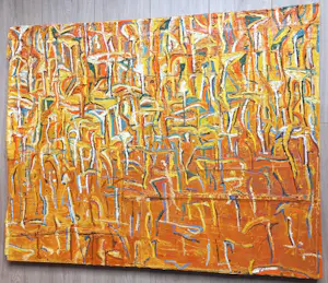 Theo Kuijpers - Australia, olieverf en collage op doek kopen? Bied vanaf 1000!