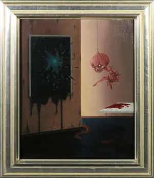 Hans Kanters - Olieverf op marouflé, Zonder titel - Ingelijst verkocht voor € 2900!