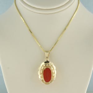 14k geelgouden collier met koraal - 44 cm lang kopen? Bied vanaf 230!
