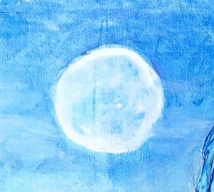 Kiss Riemvis - Olieverf op board, z.t. Volle maan kopen? Bied vanaf 1!