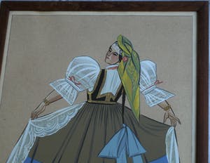 Zofia Stryjeńska - Gemende techniek , "Slask" , Silezië – gesigneerd & ingelijst – 1939 kopen? Bied vanaf 45!