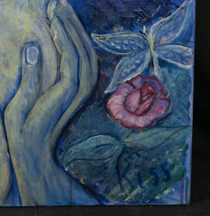 Kiss Riemvis - Olieverf op doek, z.t. Fantasy figuren met vuurbal kopen? Bied vanaf 10!