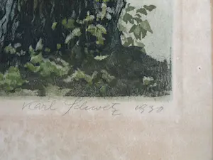 Karl Schwetz - Gerahmte Lithographie, Bäume am Wasser - 1930 kopen? Bied vanaf 1!