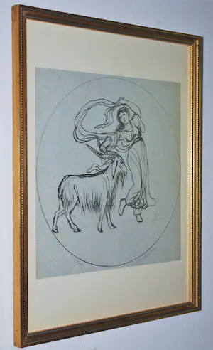 Lourens Alma Tadema - Romeins tafereel: Dansend meisje met een ram - litho, ca. 1886 - incl. 2 boeken! kopen? Bied vanaf 100!