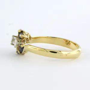 18k gouden ring bezet met saffier en briljant geslepen diamant tot. 0.20ct kopen? Bied vanaf 310!