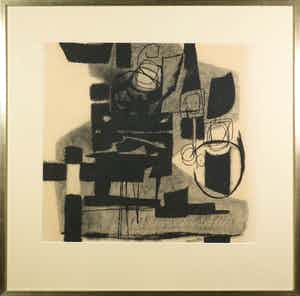 Theo Bitter - Houtskool, Compositie - Ingelijst verkocht voor € 100!