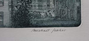 Michael Jepkes - ets/aquatint: stadsgezicht: Breda?? kopen? Bied vanaf 49!