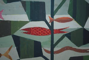Geni Peter - vissen en bloeiende planten - abstracte gouache uit 1947(!) kopen? Bied vanaf 180!