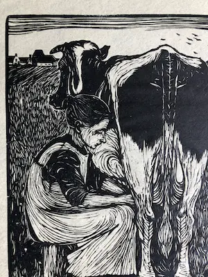 Jan Mankes - Houtsnede Koemelkster kopen? Bied vanaf 225!