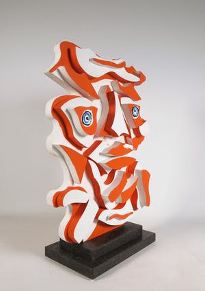 Roja Ting - Beschilderd houten sculptuur op stenen voet (incl. certificaat van echtheid) kopen? Bied vanaf 350!