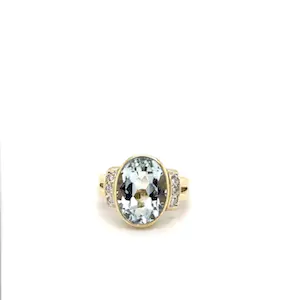 Timeless ring 14Karat (585) yellowgold with fine aquamarine and brillants kopen? Bied vanaf 420!