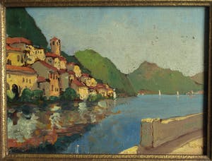 Niet of onleesbaar gesigneerd - Olieverf op paneel , Landschap (Italië?) – ingelijst & gesigneerd kopen? Bied vanaf 1!