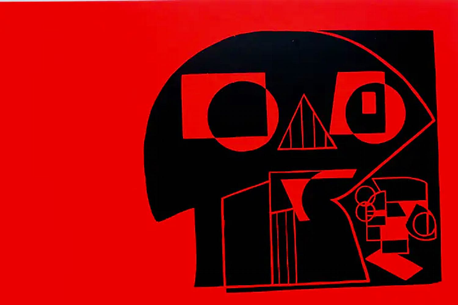 Jan van der Zee - Linosnede: Schedel verkocht voor € 225!