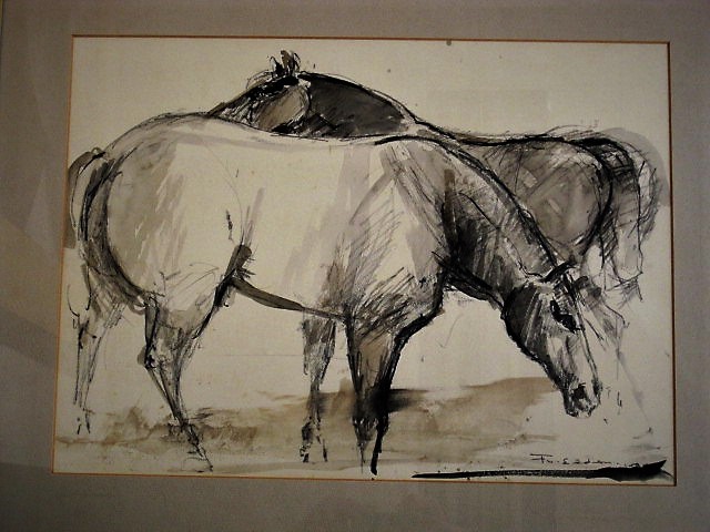 Frits van Eeden - Karakteristiek "Wilde Paarden" Aquarel van internationaal gelauwerde schilder verkocht voor € 1!