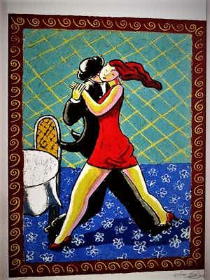 Jacques Tange - populair Rotterdams graficus - gesigneerde Zeefdruk - Tango dinner - 200 exempl. verkocht voor € 30!