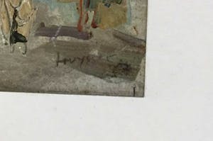 Gerard Huijsser - C4992-19, Mediterraans stadsgezicht met figuren kopen? Bied vanaf 95!