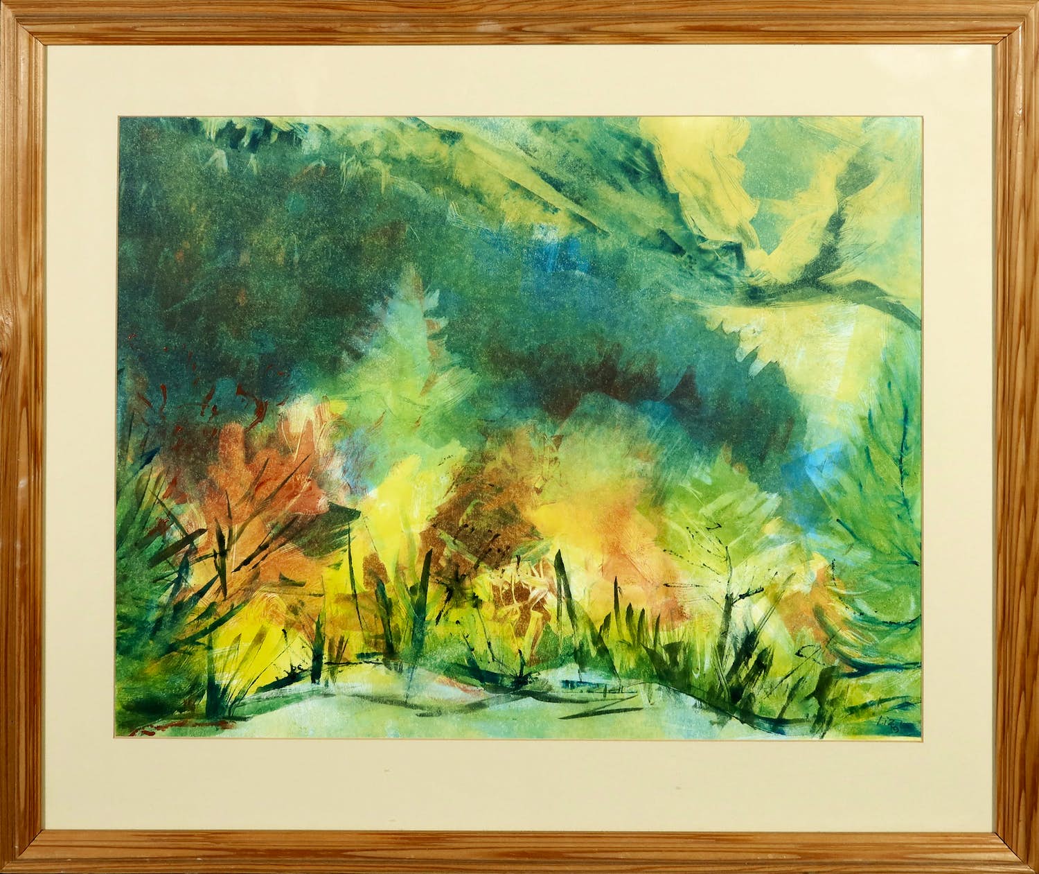 Liz Strick - Monotype, Autumn in Engelberg, Switzerland - Ingelijst kopen? Bied vanaf 1!