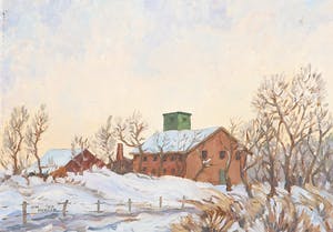 Jan Dekker - Olieverf op hardboard, Boerderij, Ingelijst kopen? Bied vanaf 1!