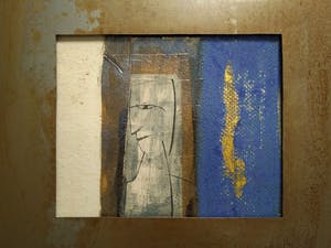 Niet of onleesbaar gesigneerd - Zonder Titel, ''Geglazuurde keramieke "tegel'' in stalen passe-partout'' kopen? Bied vanaf 1!